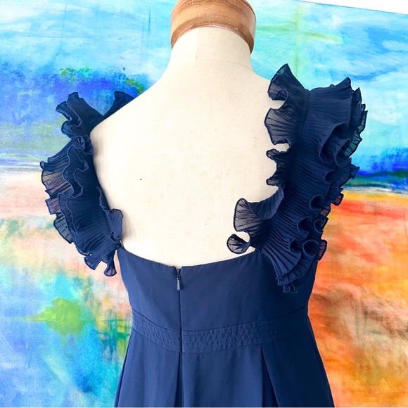 Lilly Pulitzer Womens Amber Ruffle Neckline Navy Blue Dress - Picture 8 of 8